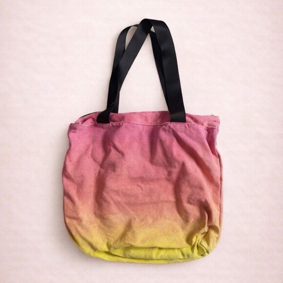 Juicy Couture Wish You Were Here Canvas Tote Bag Pink Yellow Ombre Y2K Shopper - Picture 2 of 3